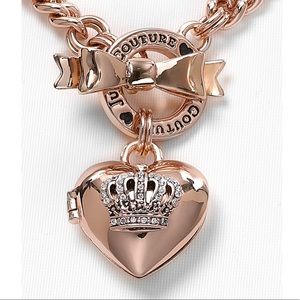 JUICY COUTURE Pink Bow Heart Crown Necklace